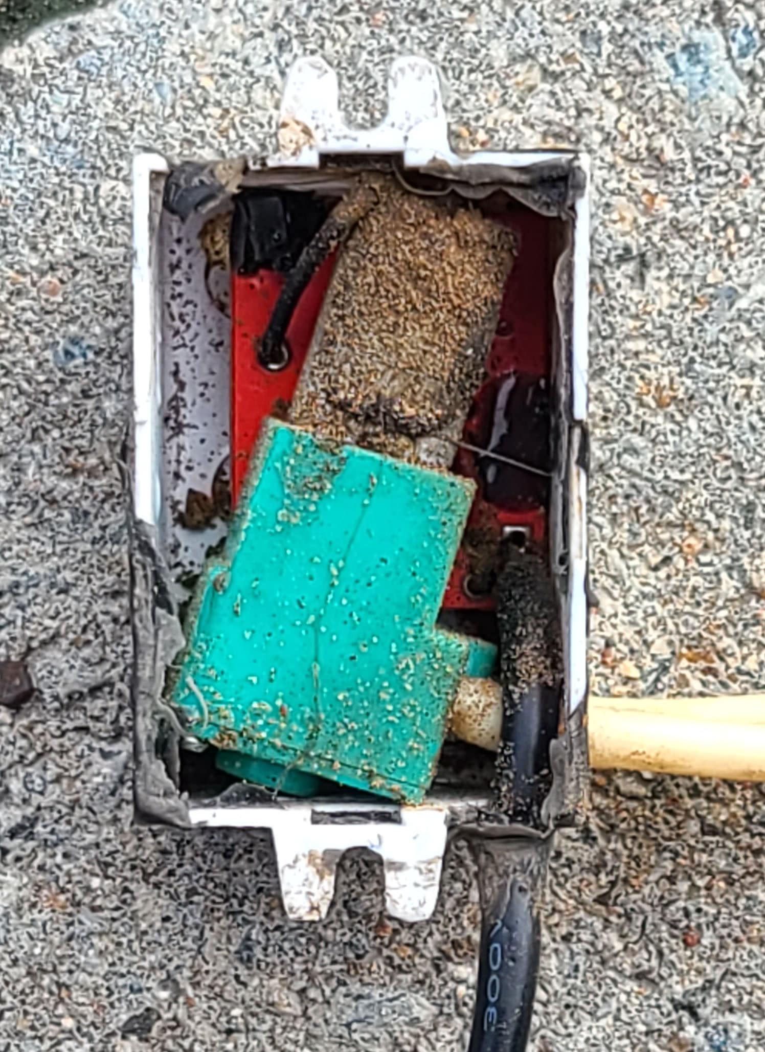 a pump covered in dust