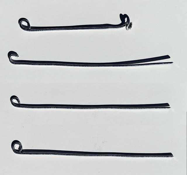 photos of 4 wires with gradually bigger bends until there is a loop on
                    one end